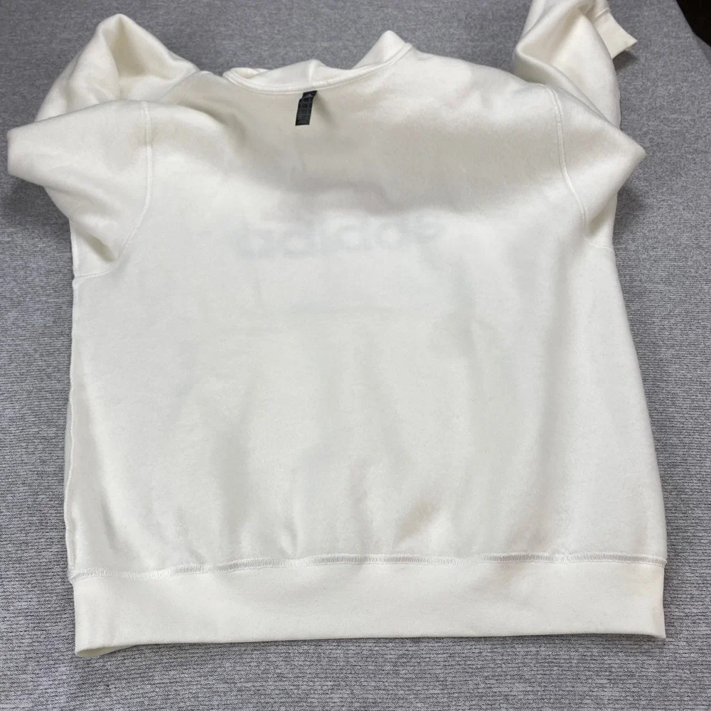 Adidas Mens‎ Essentials Fleece Logo Hoodie White Red Blue Pullover Medium